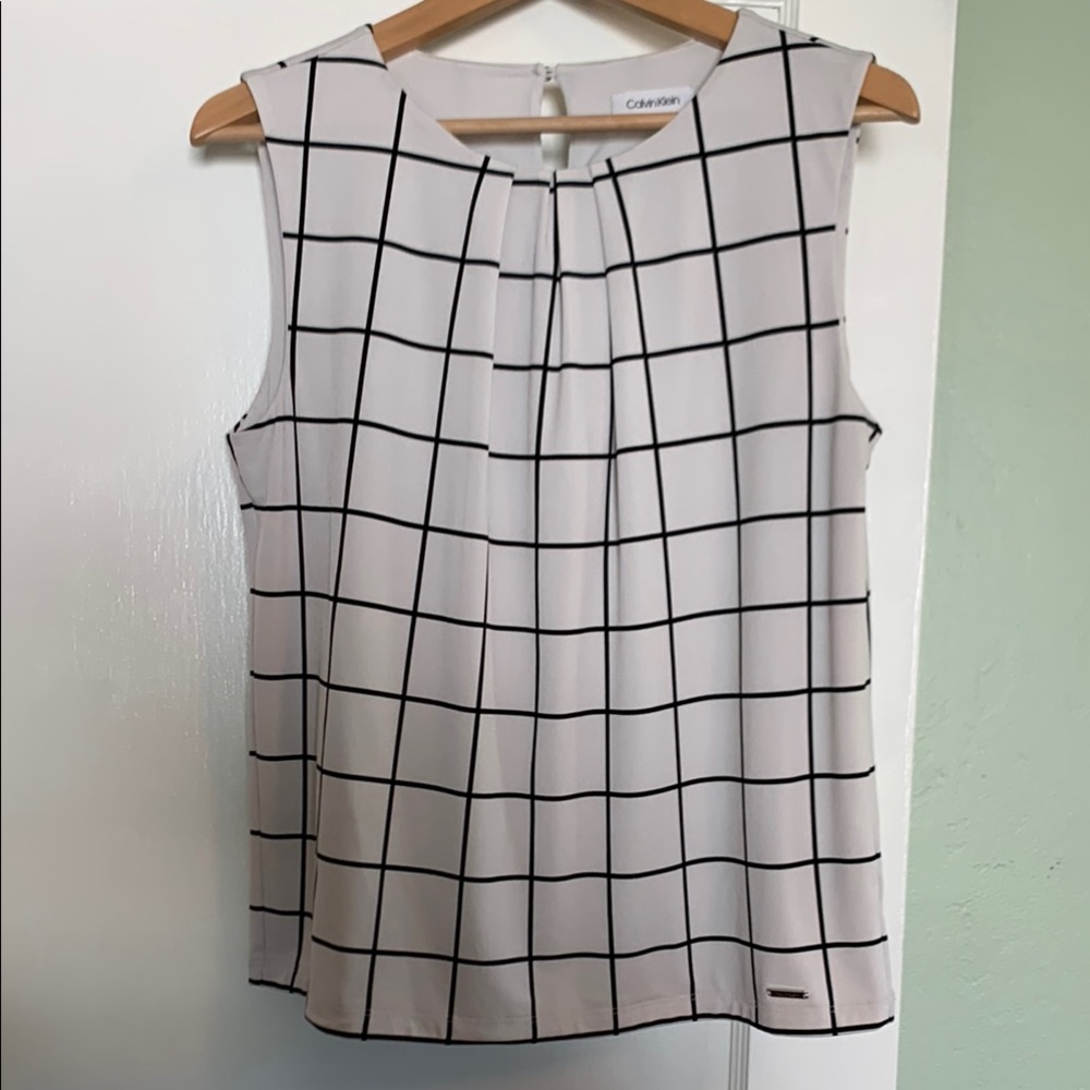 Calvin Klein Women's Black and White Grid Top